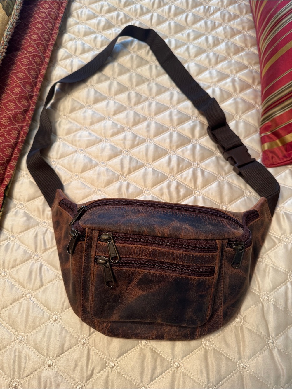KomalC Brown Vintage Leather Belt Bag with Adjustable Strap